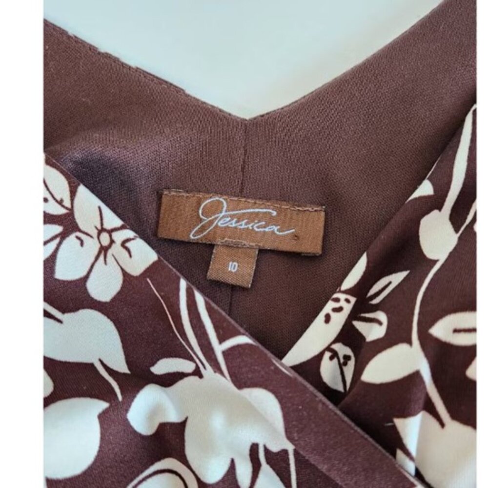 Jessica Midi Dress Wine/Off-White Size US 10 - Picture 6 of 9
